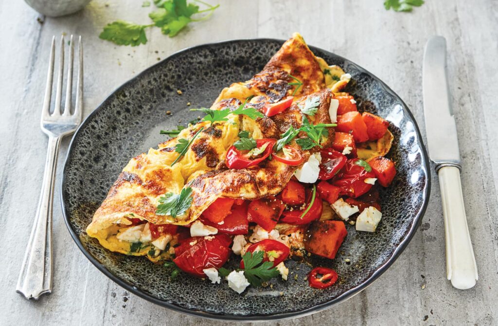 Vegetable Omelet with Feta Cheese